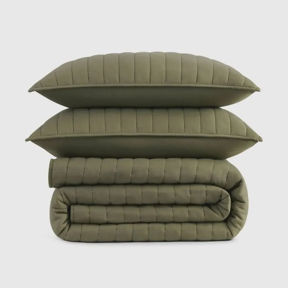 Open Box - Jeremiah Brent Home -  3pc King Channel Ri Green
